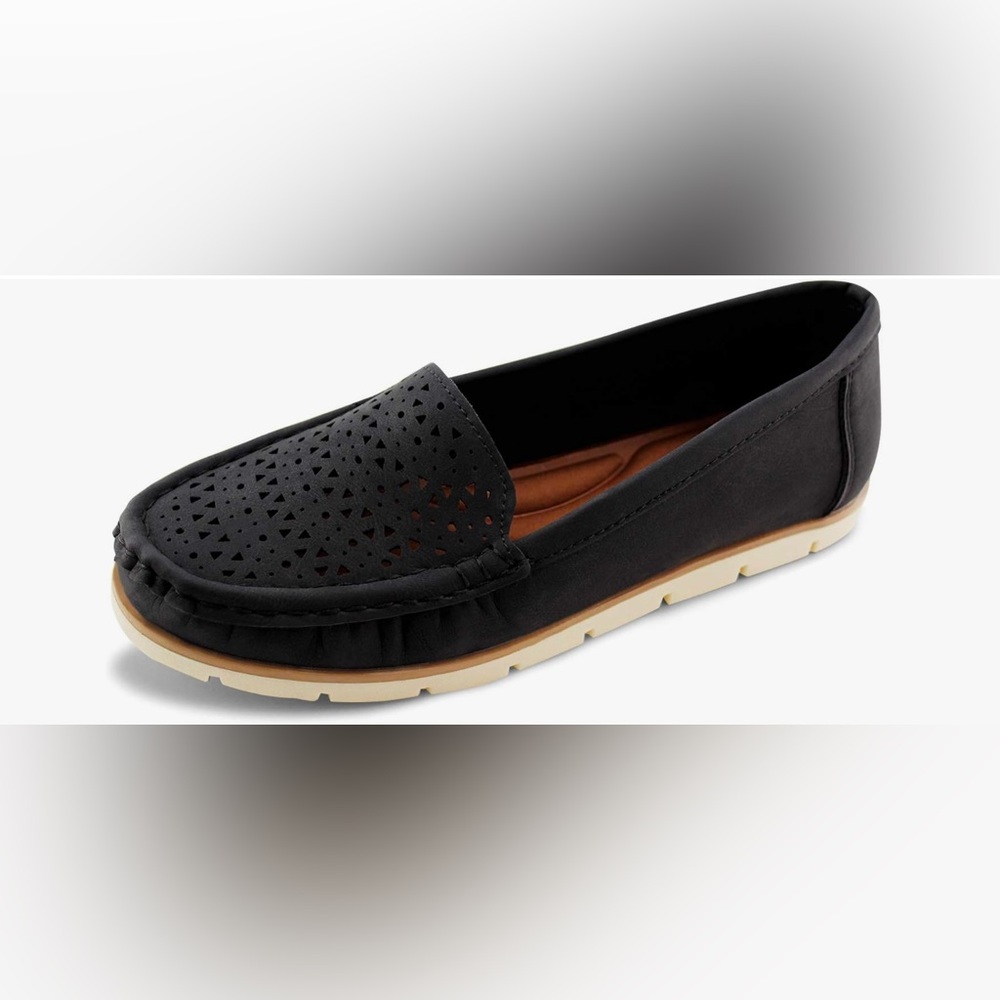 JABASIC Breathable Black Slip On Penny Loafers
Flat Shoes Moccasins Size 7.5